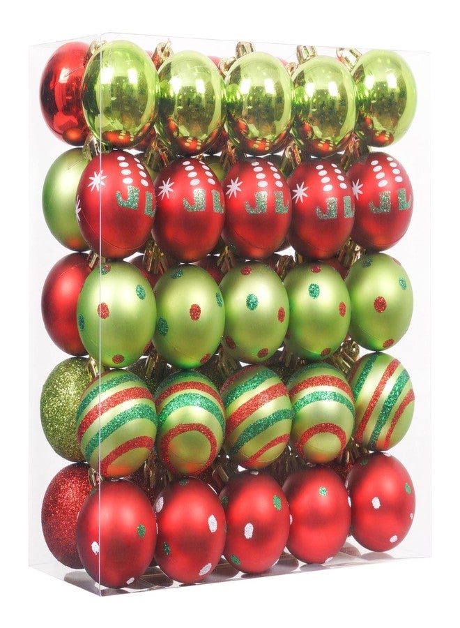 XmasExp 50ct Christmas Balls Ornaments for Tree - Red and Green Shatterproof Xmas Balls Set Mini 1.57 Inch Plastic Christmas Baubles for Holiday Party Decor - Image 1